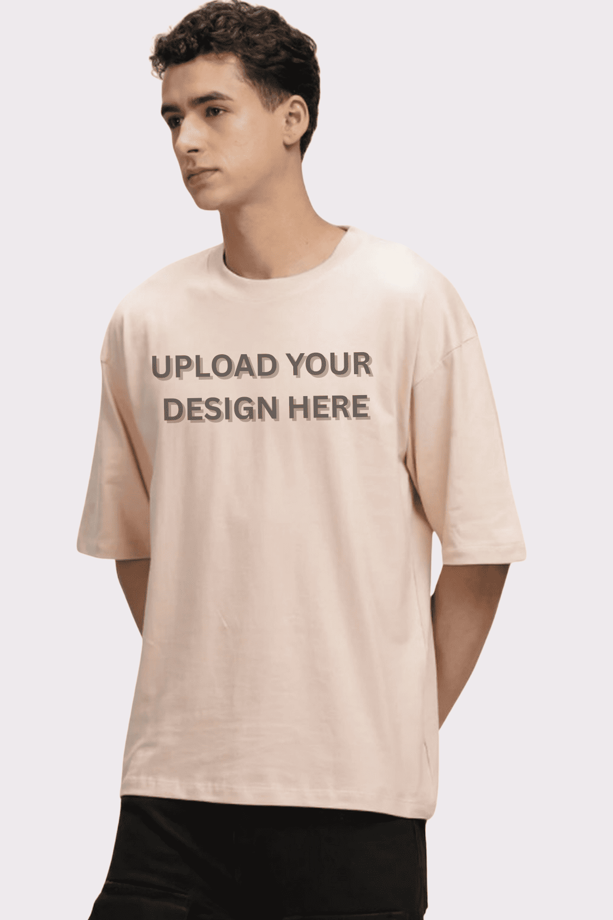 Custom Cream Oversized Fit Tee